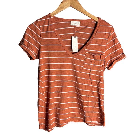 Anthropologie T.La Riley Asymmetrical Pocket Tee Gold Orange Size S NWT - Picture 4 of 6